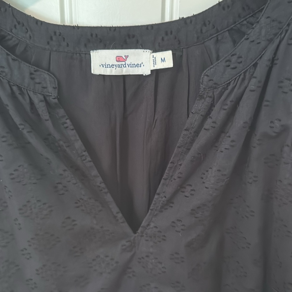 Vineyard Vines Tiered 3/4 Sleeve Dress Black Medium - Picture 6 of 7